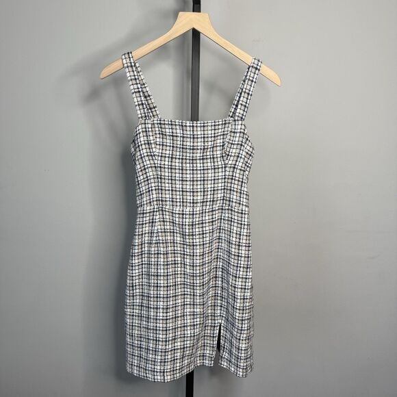 Abercrombie and Fitch Navy & White Tweed Split Mini Dress Size Small Preppy - Picture 1 of 6